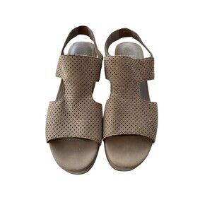 Eileen Fisher Womens Dean Platform Slingback Sandals Taupe Size 8 Perforated